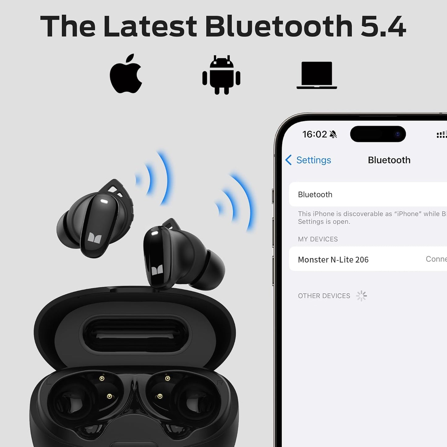 Handsfree Bluetooth Monster N-Lite 206, TWS, Black