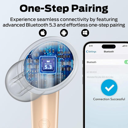 Handsfree Bluetooth Monster N-Lite 203 AirLinks, TWS, Guld