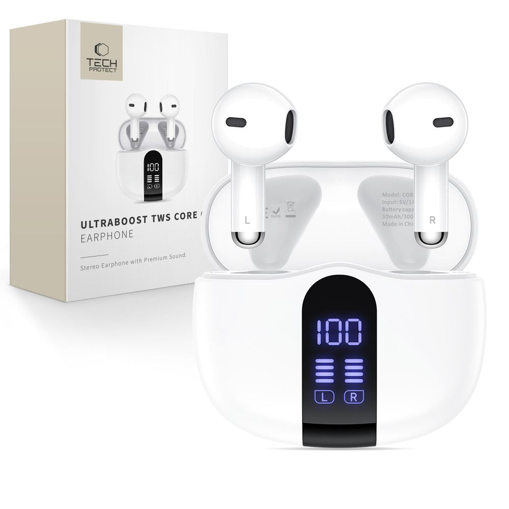 Bluetooth-handsfree Tech-Protect Ultraboost Core G2, TWS, Vit