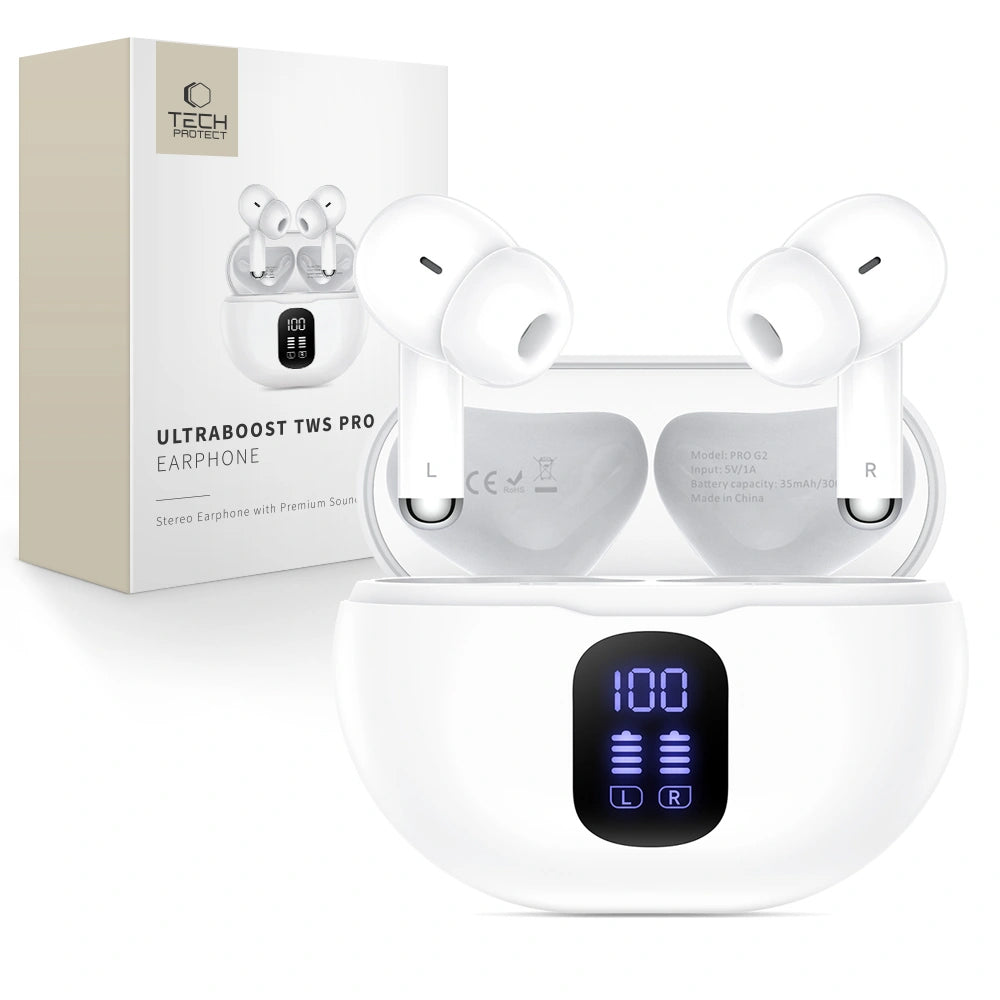 Handsfree Bluetooth Tech-Protect Ultraboost Pro G2, TWS, Vit