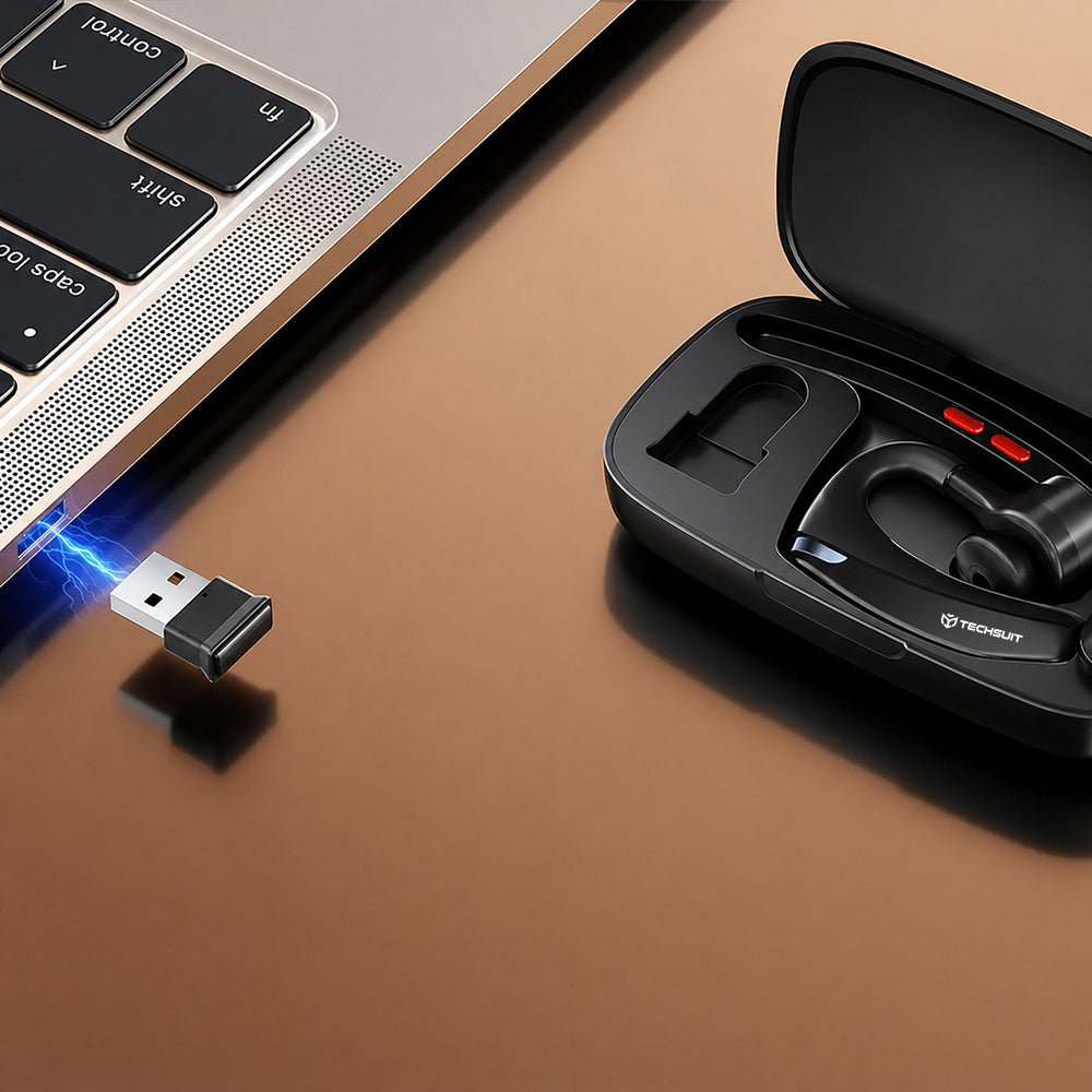 Bluetooth-headset Techsuit SoundForce Pro G10 för callcenter, A2DP, svart