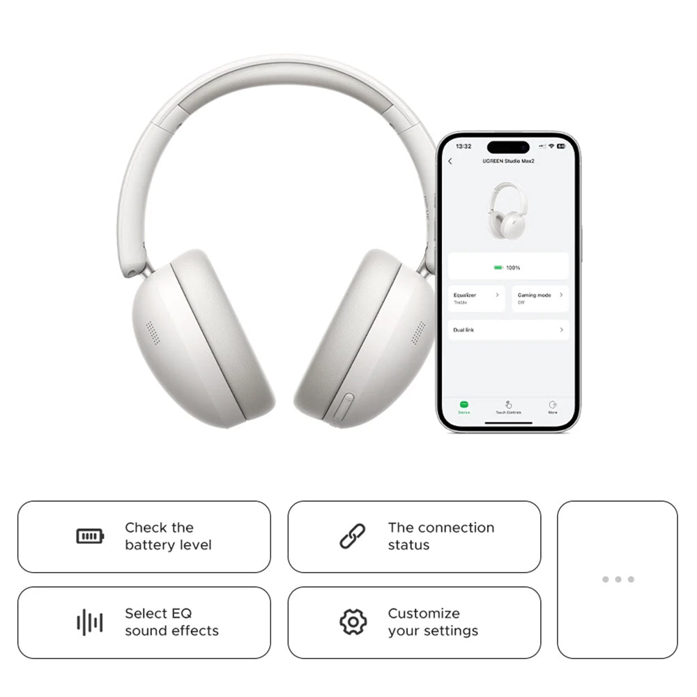 Handsfree Bluetooth UGREEN HiTune Max 2 HP205, MultiPoint, A2DP, ANC, Svart