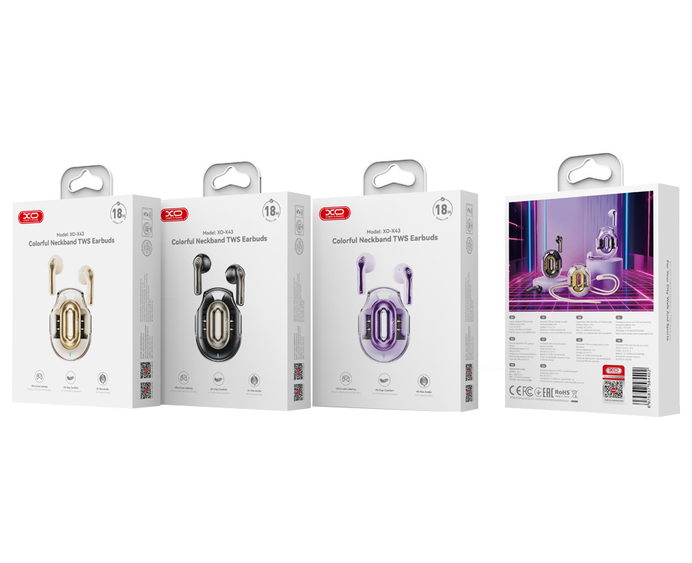 Bluetooth-handsfree XO Design X43, TWS, Blå