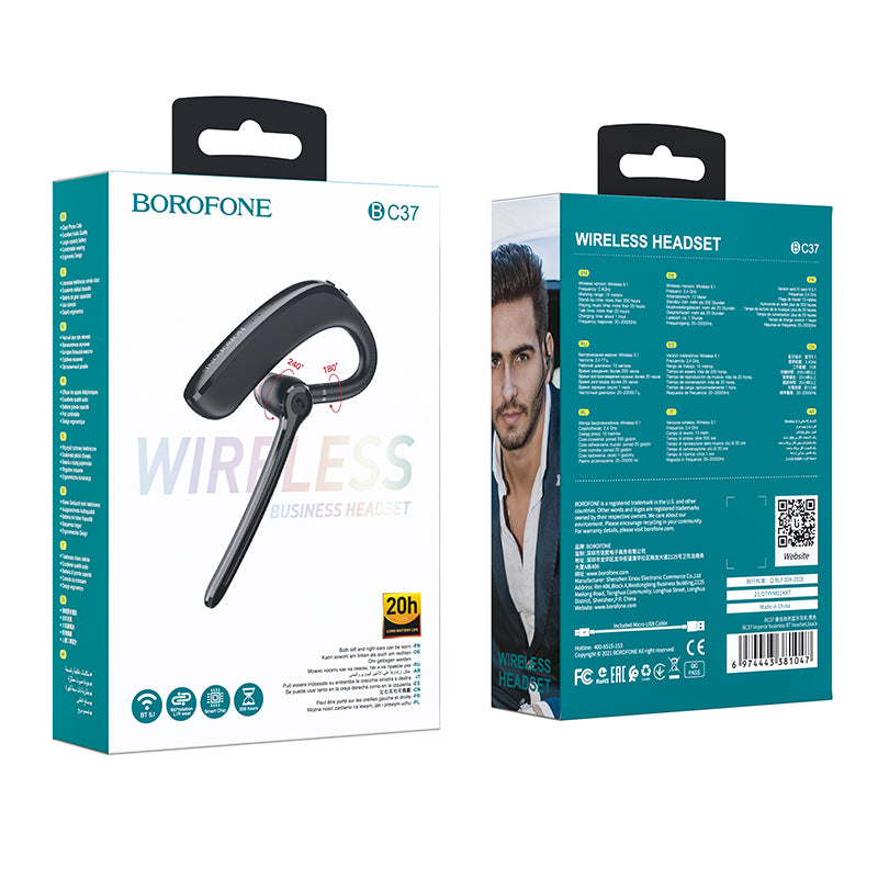 Bluetooth-handsfree Borofone BC37 Imperor, A2DP, Svart