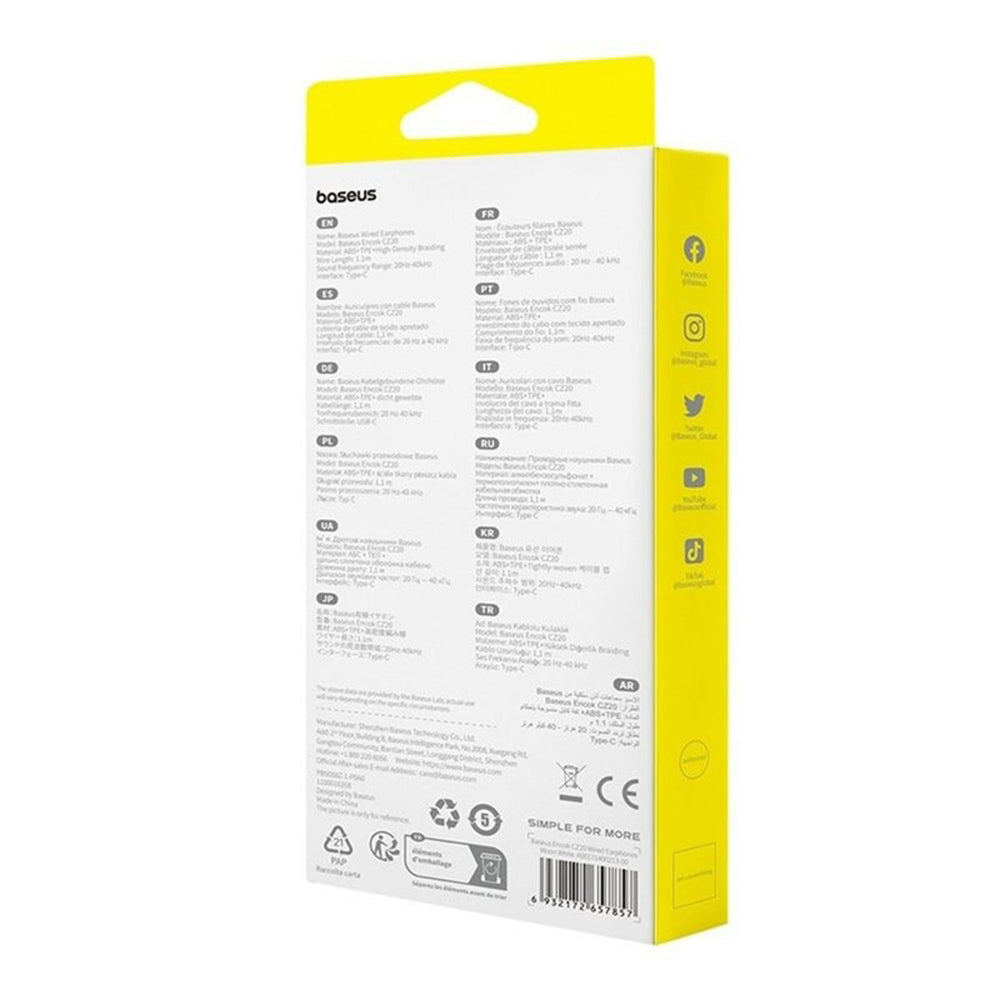 Handsfree USB-C Baseus Encok CZ20, Vit A00171400213-00