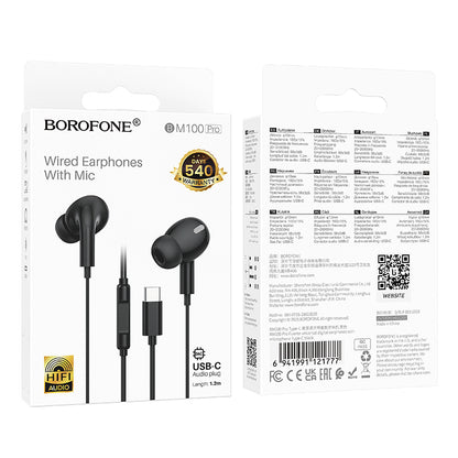 Handsfree USB-C Borofone BM100 Pro Fuente, Svart