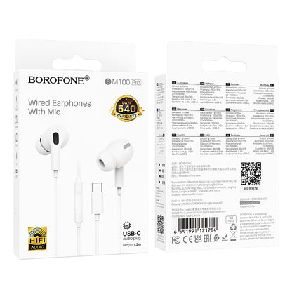 Handsfree USB-C Borofone BM100 Pro Fuente, Vit