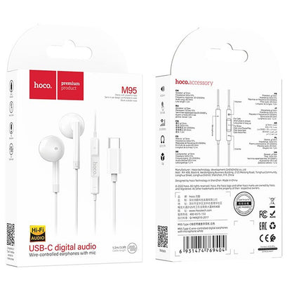 Handsfree USB-C HOCO M95, Vit