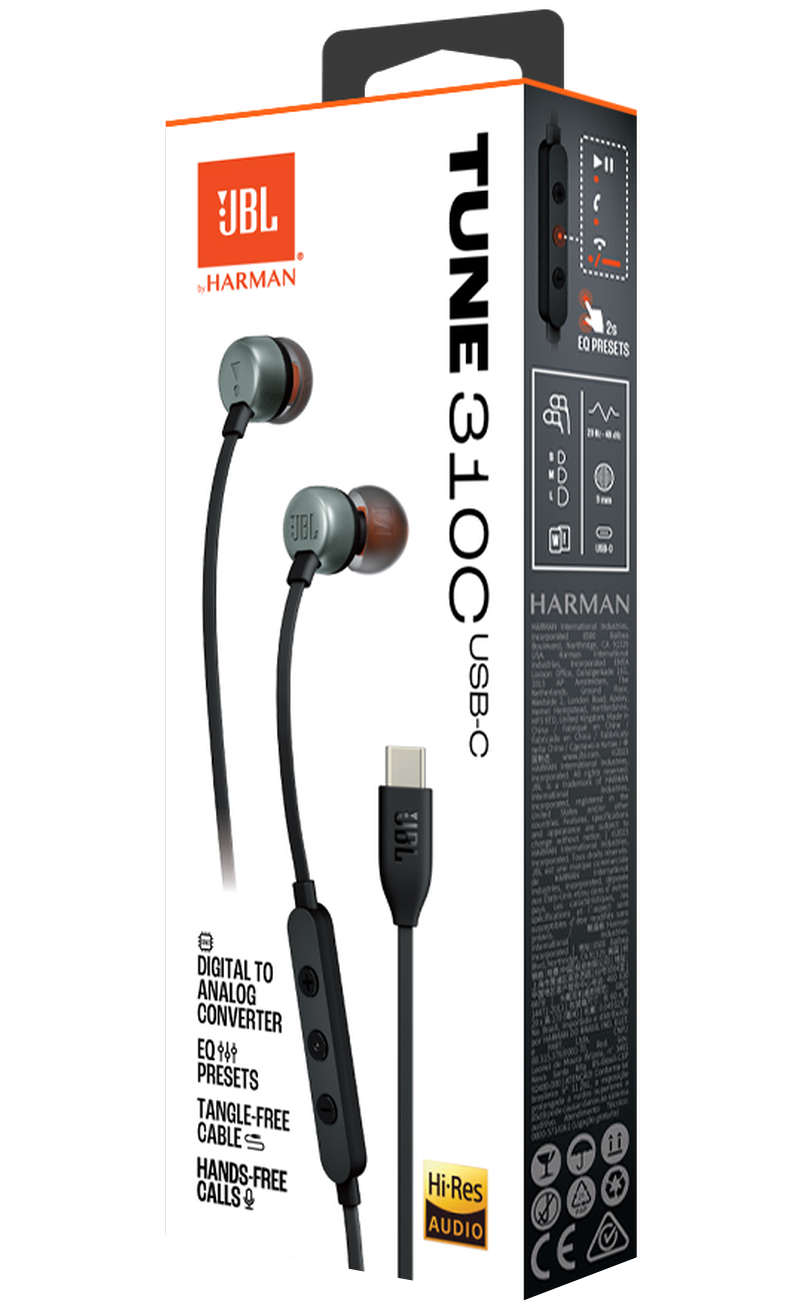 Handsfree USB-C JBL Tune 310C, Svart JBLT310CBLK