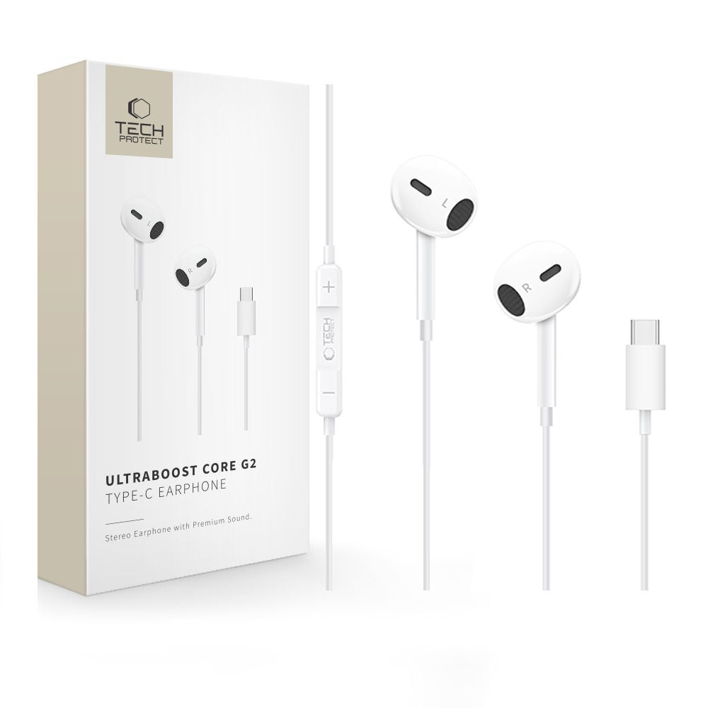 Handsfree USB-C Tech-Protect Ultraboost Core G2, Vit