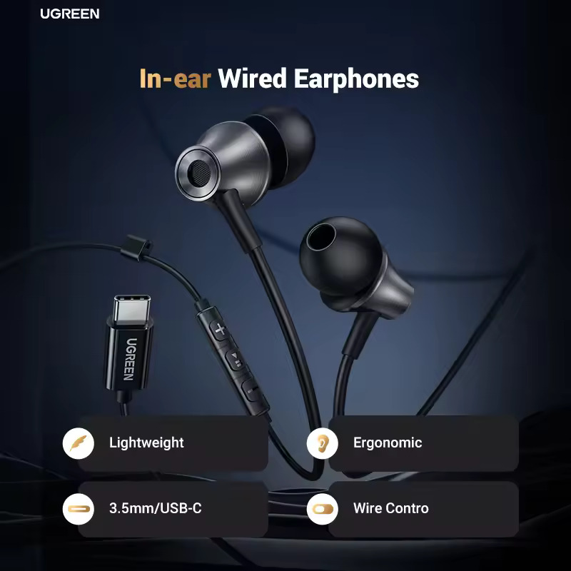 Handsfree USB-C UGREEN EP105, Svart