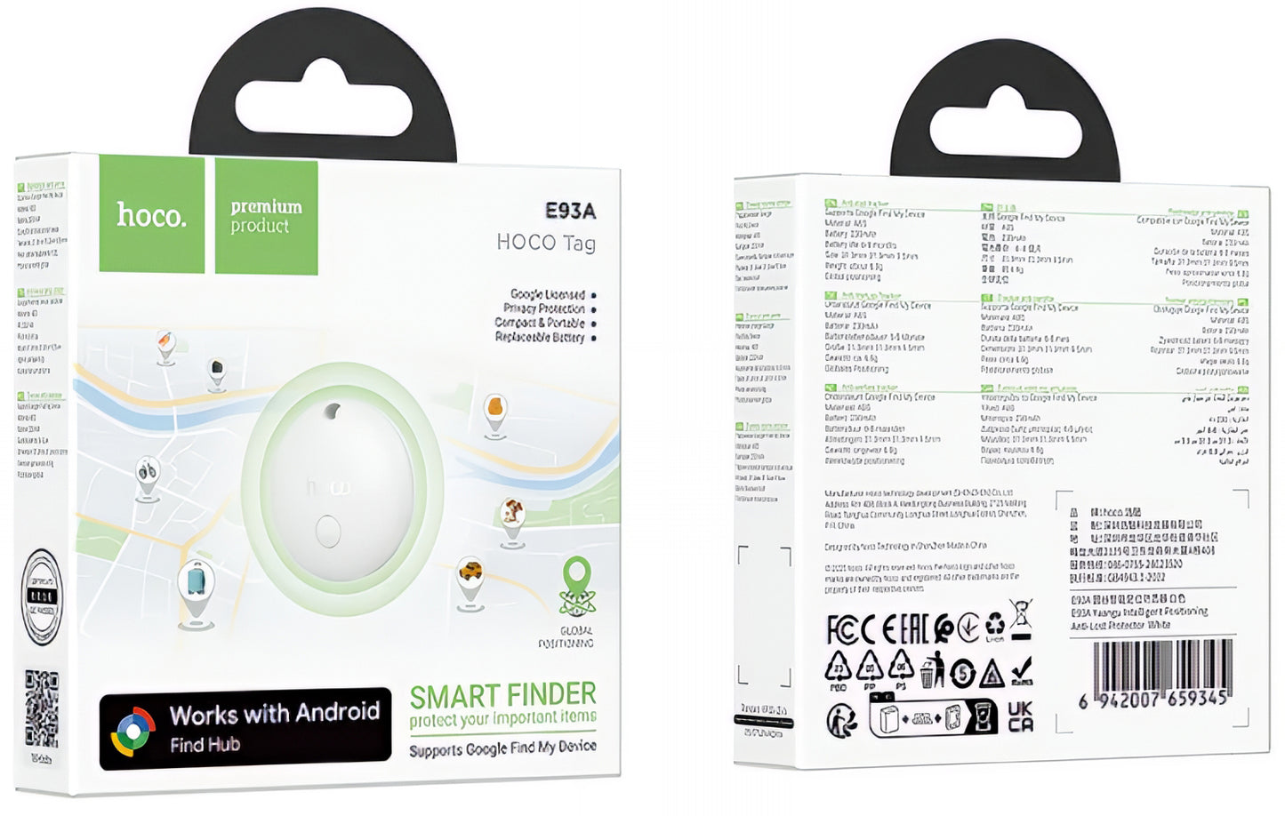 HOCO SmartTag E93A för Android-serien, Svart