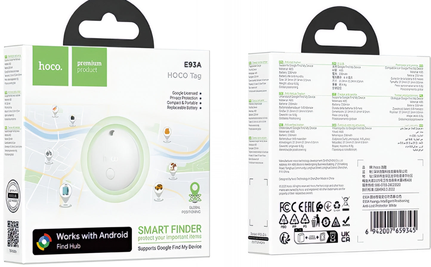 HOCO SmartTag E93A för Android-serien, Vit