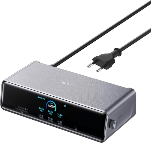 Anker Prime Multifunktionell Hub, 3 x USB-A - 4 x USB-C - 1 x Display Port - 2 x HDMI - 1 x Jack 3,5 mm - 1 x RJ45 - 1 x SD - 1 x microSD, Grå A83B33A1