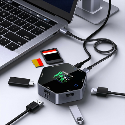 Multifunktionell Hub OEM YC-931, 8in1, Grå