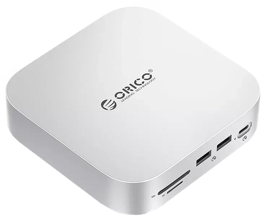 Multifunktionell hub Orico MiniLink M48PR för Apple Mac Mini M4, 9-i-1, Silver