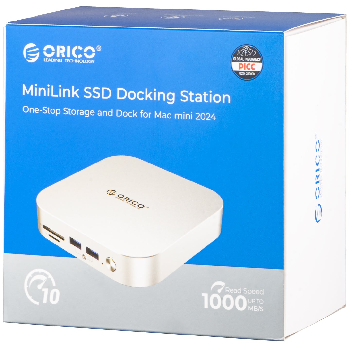 Orico MiniLink M49P Multifunktionell Hub för Apple Mac Mini M4, 9in1, Silver