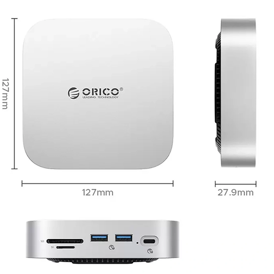 Multifunktionell hub Orico MiniLink M48PR för Apple Mac Mini M4, 9-i-1, Silver