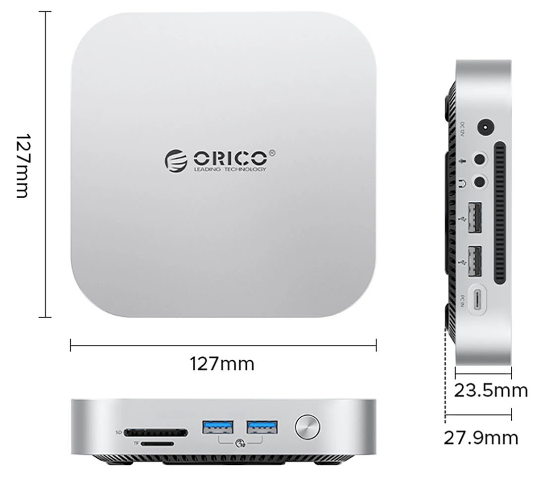 Orico MiniLink M49P Multifunktionell Hub för Apple Mac Mini M4, 9in1, Silver