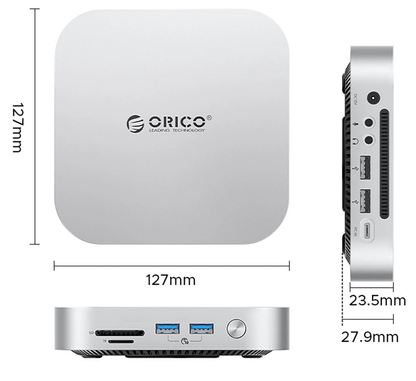 Orico MiniLink M49P Multifunktionell Hub för Apple Mac Mini M4, 9in1, Silver