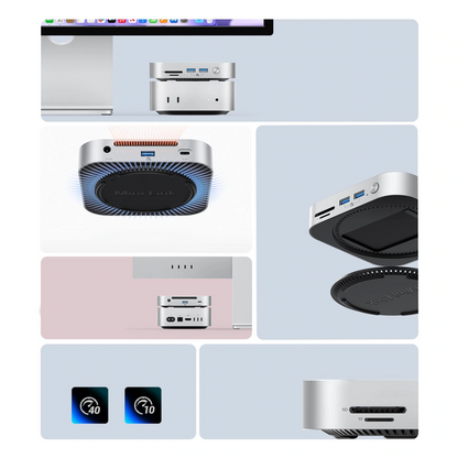 Orico MiniLink M49P Multifunktionell Hub för Apple Mac Mini M4, 9in1, Silver