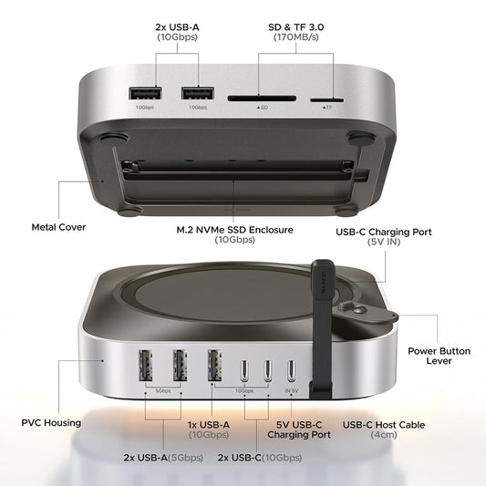 UGREEN CM841A Multifunktionell Hub (95094) för Apple Mac Mini M4 / Pro, 10in1, Grå