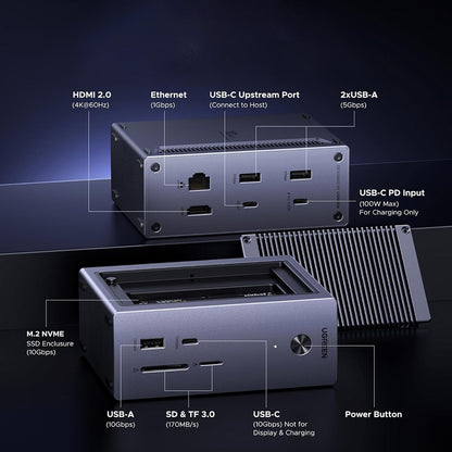 Multifunktionell Hub UGREEN CM923 (55735), 10in1, Grå