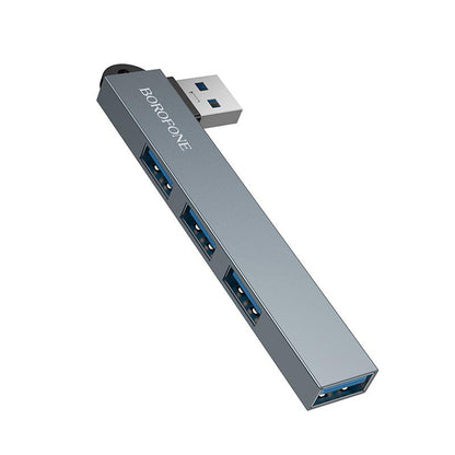 USB-hubb Borofone FH1, 4-i-1, Grå