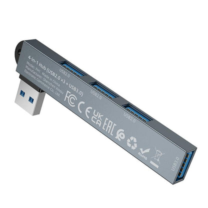 USB-hubb Borofone FH1, 4-i-1, Grå