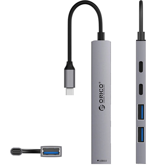 Hub USB-C Orico YSB4-U2, 1 x USB-A 3.0 - 2 x USB-A - 2 x USB-C, Grå