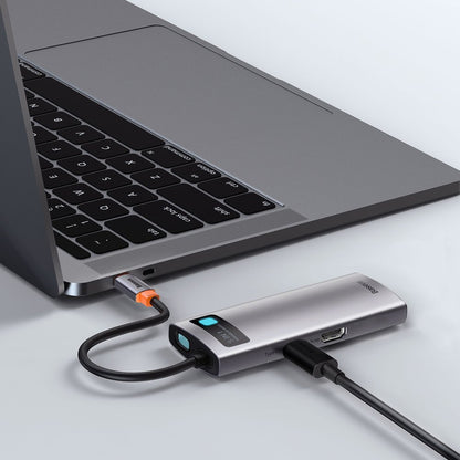 Hub USB-C Baseus Metal Gleam, 3 x USB-A 3.0 - 1 x USB-C - 1 x HDMI, Grå CAHUB-CX0G