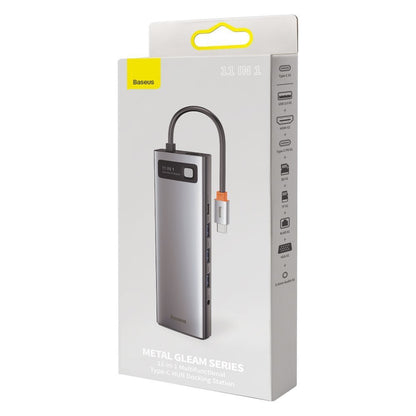 Hub USB-C Baseus Metal Gleam, 3 x USB-A 3.0 - 1 x USB-C - 2 x HDMI - 1 x VGA - 1 x Jack 3.5mm - 1 x RJ45 - 1 x SD - 1 x microSD, Grå CAHUB-CT0G