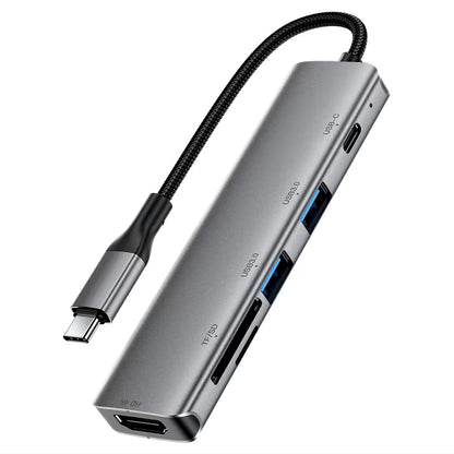USB-C-hubb Acefast J18, 6-i-1, Grå