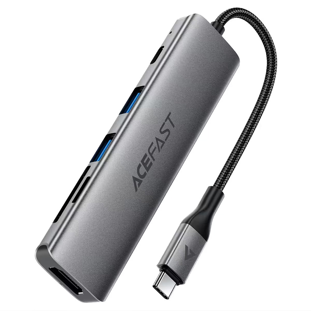 USB-C-hubb Acefast J18, 6-i-1, Grå