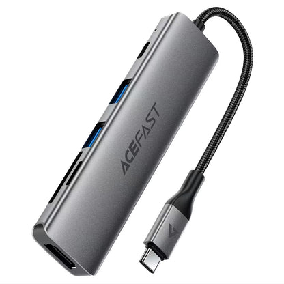 USB-C-hubb Acefast J18, 6-i-1, Grå