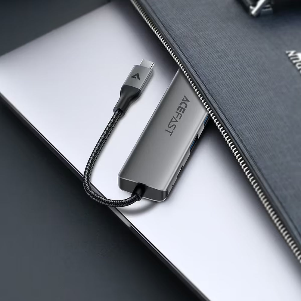 USB-C-hubb Acefast J18, 6-i-1, Grå