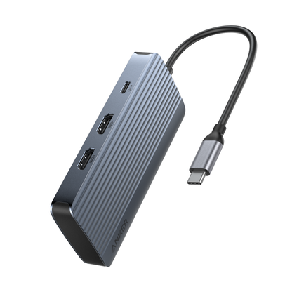 Hub USB-C Anker, 1 x USB-A 3.2 - 3 x USB-A - 1 x USB-C - 2 x HDMI, Grå A83740A2