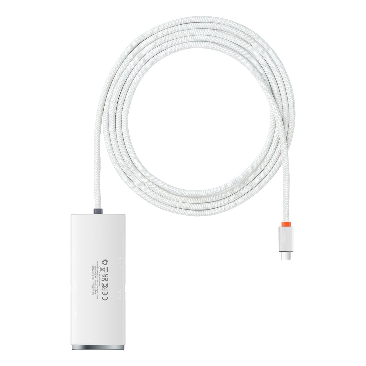 USB-C-hubb från Baseus Lite, 4 x USB-A 3.2, 2m, Vit