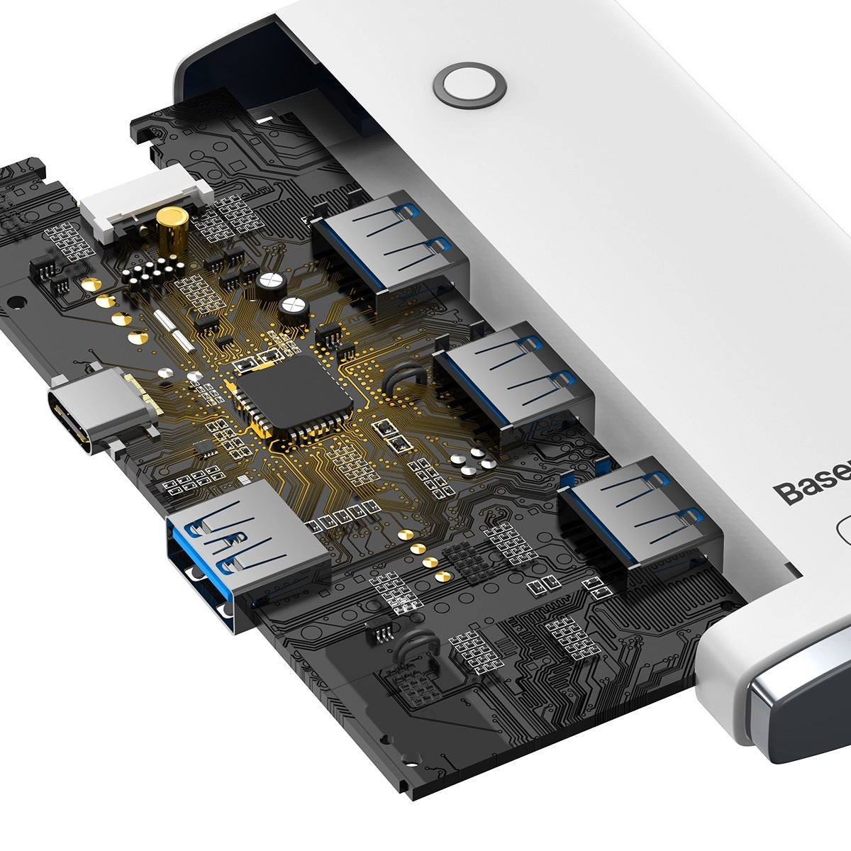 USB-C-hubb från Baseus Lite, 4 x USB-A 3.2, 2m, Vit
