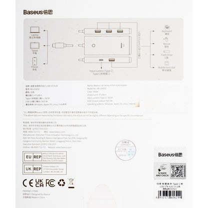USB-C-hubb från Baseus Lite, 4 x USB-A 3.2, 2m, Vit