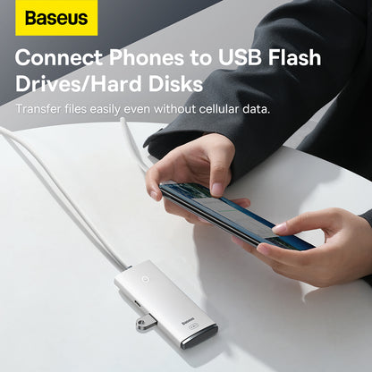 USB-C-hubb från Baseus Lite, 4 x USB-A 3.2, 2m, Vit