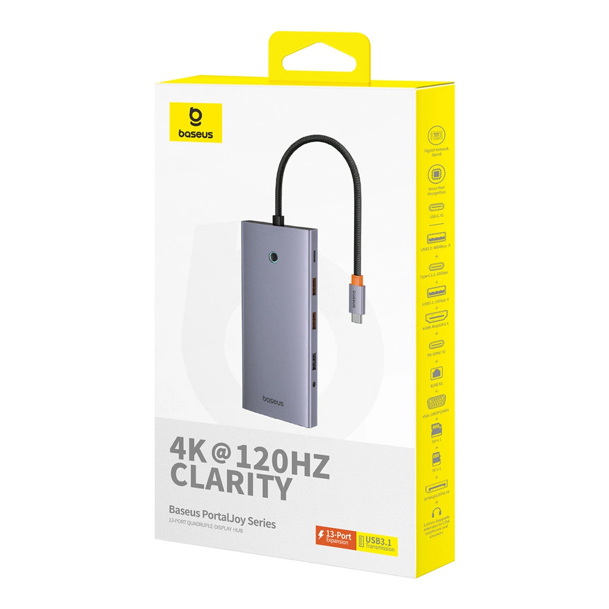 USB-C-hubb Baseus PortalJoy, 13in1, Grå B00053002811-01