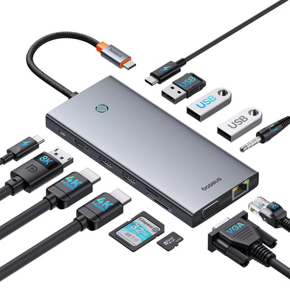USB-C-hubb Baseus PortalJoy, 13in1, Grå B00053002811-01
