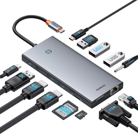 USB-C-hubb Baseus PortalJoy, 13in1, Grå B00053002811-01