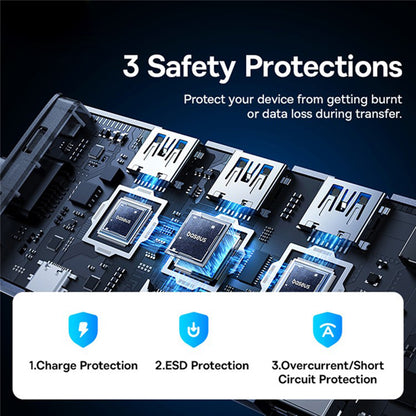 Hub USB-C Baseus UltraJoy, 4 x USB-A 3.0 - 1 x USB-C - 1 x HDMI - 1 x VGA, Grå B00052803811-01