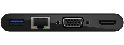 Belkin Connect USB-C-hubb, 1 x USB-A 3.0 - 1 x HDMI - 1 x VGA - 1 x RJ45, Svart AVC005btBK