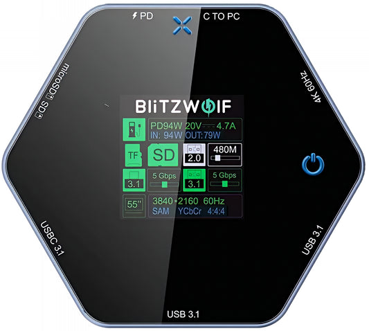 USB-C-hubb BlitzWolf BW-TH16, 8in1, Grå