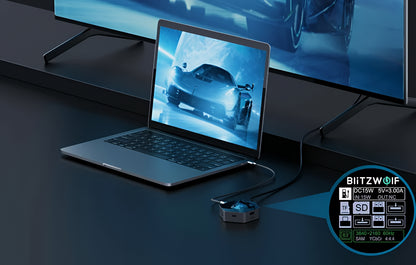 USB-C-hubb BlitzWolf BW-TH16, 8in1, Grå