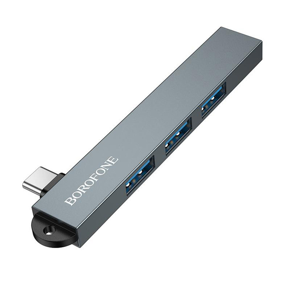 USB-C-hubb Borofone FH1A, 4-i-1, Grå