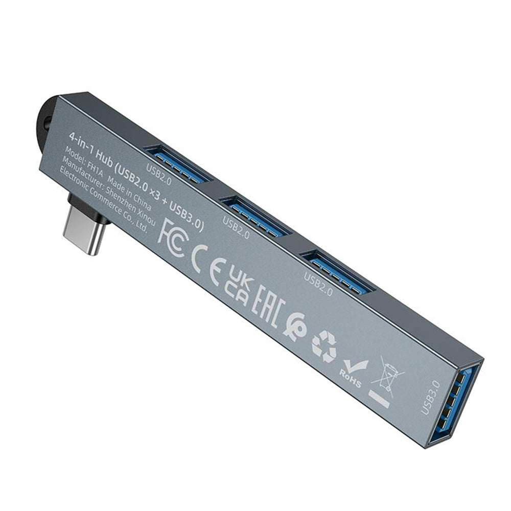 USB-C-hubb Borofone FH1A, 4-i-1, Grå